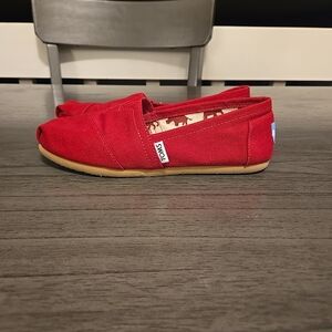 TOMS Red Slip-On Shoes